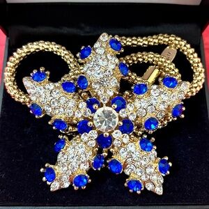 VINTAGE Arnold Scaasi Bermuda Blue Star Brooch Pendant W/ Original Chain!